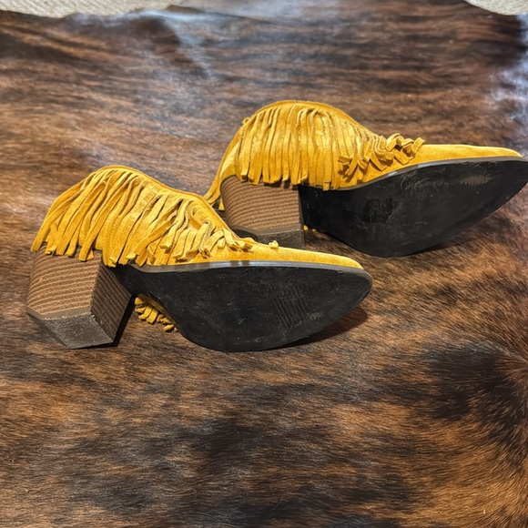 SOLD mustard suede fringe booties - Picture 4 of 4
